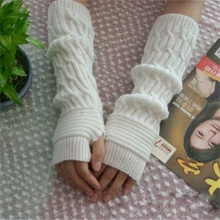 Womens Knitted Long Hand Gloves Warm Embroidered Winter Gloves Fingerless Gloves For Women Girl Guantes Invierno Mujer Luvas