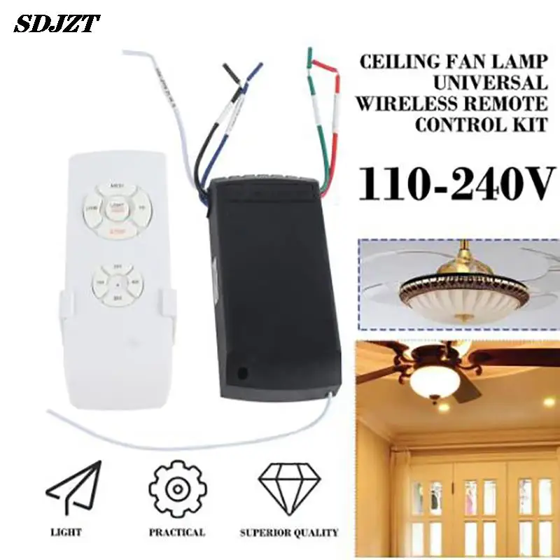 

Universal 110-240V Ceiling Fan Lamp Remote Control Kit Timing Wireless Control Switch Adjusted Wind Speed Transmitter Receiver