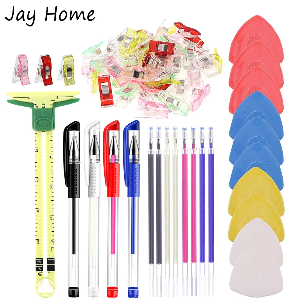 33PCS Sewing Tool Kit Fabric Marking Pen & 5 in 1 Sliding Gauge & Fabric Sewing Clips & Tailor's Chalks for Sewing Dressmaking
33PCS Sewing Tool Kit Fabric Marking Pen & 5 in 1 Sliding Gauge & Fabric Sewing Clips & Tailor's Chalks for Sewing Dressmaking