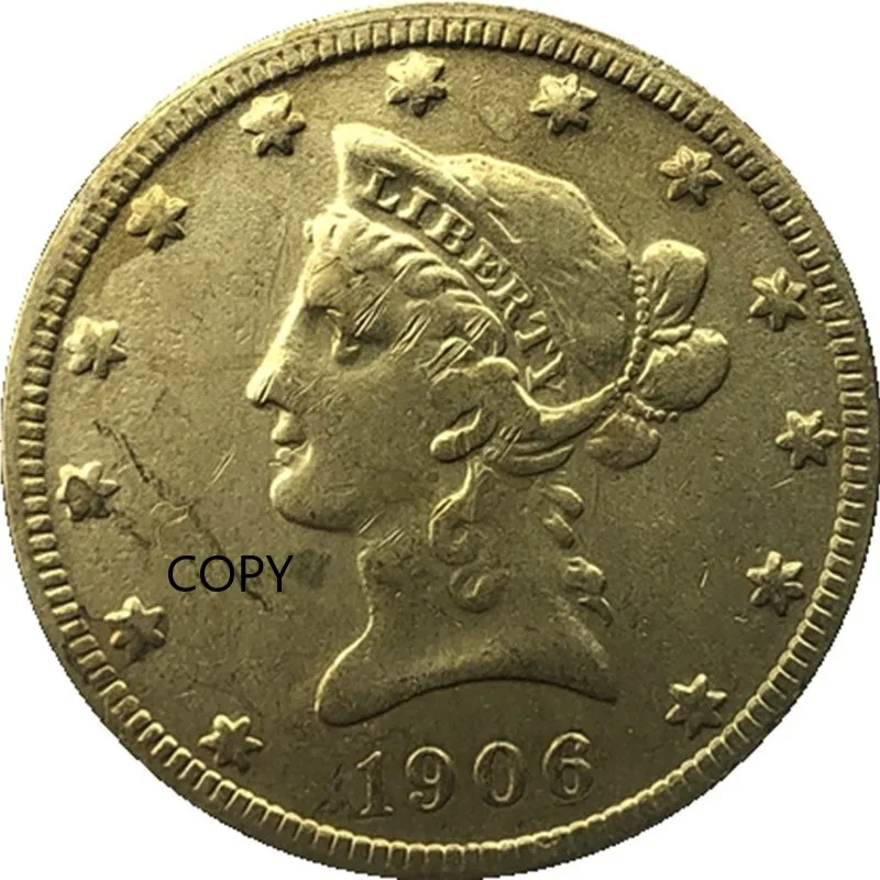 American 1906,1907 D Version Ten Dollar Gold Plated Brass Commemorative Collectible Coins Gift Lucky Challenge Coins COPY COINS
American 1906,1907 D Version Ten Dollar Gold Plated Brass Commemorative Collectible Coins Gift Lucky Challenge Coins COPY COINS