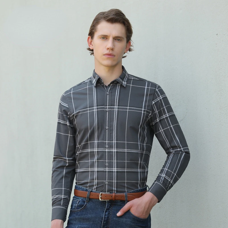 Men Business Shirt Cotton Breathable Oxford Plaid Casual Shirts Fashion Slim Fit Long Sleeve Shirt High Quality Shirt 4XL Spring 
Men Business Shirt Cotton Breathable Oxford Plaid Casual Shirts Fashion Slim Fit Long Sleeve Shirt High Quality Shirt 4XL Spring