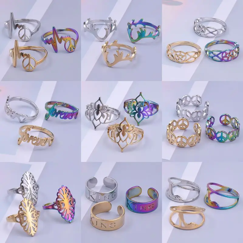 Vintage Lotus Flower Rings For Women Forever KING Letter Adjustable Deer Horn Stainless Steel Trending Product Men's Jewelry
Vintage Lotus Flower Rings For Women Forever KING Letter Adjustable Deer Horn Stainless Steel Trending Product Men's Jewelry