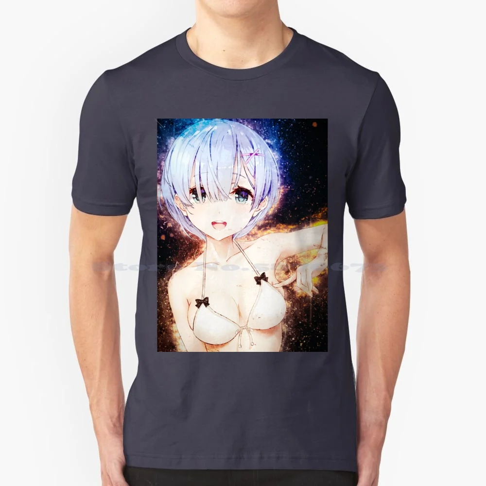 Футболка Rem Re Zero из 100% хлопка японская футболка с рисунком аниме Emilia Puck beатрис Crusch