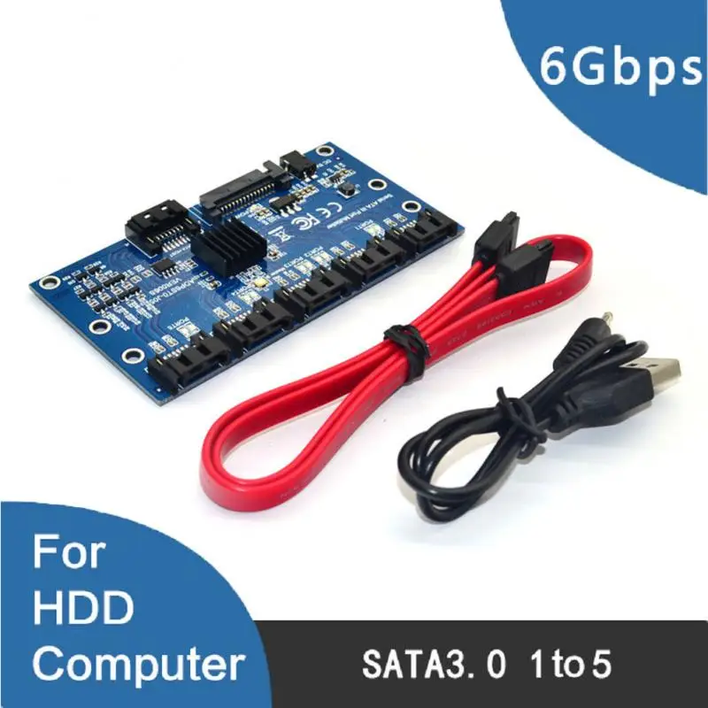 SATA Hard Disk Adapter Card Computer Motherboards 1 To 5 SATA Port Multiplier Support SATA3.0 Extensions Card Doubler Riser Card 
SATA Hard Disk Adapter Card Computer Motherboards 1 To 5 SATA Port Multiplier Support SATA3.0 Extensions Card Doubler Riser Card