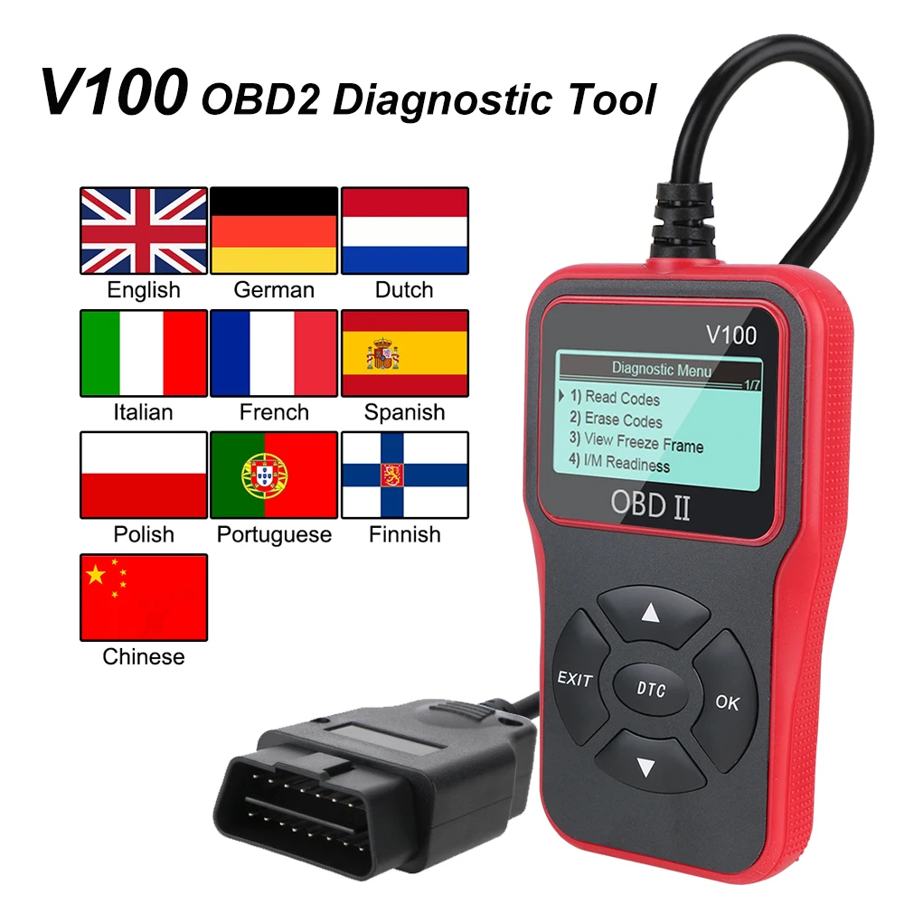 

Универсальный тестер зажигания автомобиля диагностические инструменты цифровой дисплей OBD 2 сканер OBD2 считыватель кодов тестирование автомобильные аксессуары V100