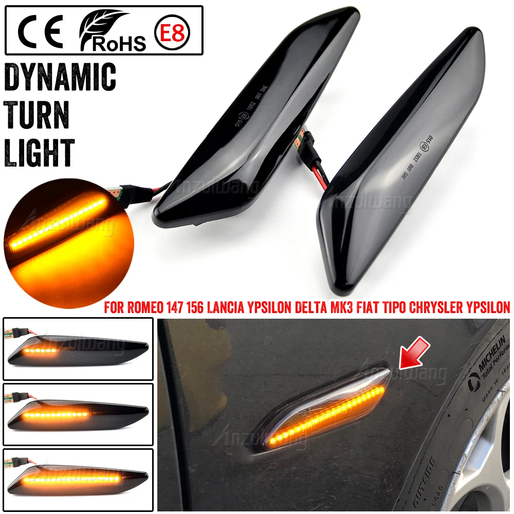 

For Fiat Tipo Egea Alfa Romeo 156 147 Chrysler Ypsilon III Lancia Delta Dynamic Led Side Marker Blinker Turn Signal Light