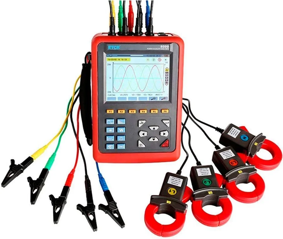 Power Quality Analyzer ETCR5000 Digital Energy Meter 3 Phase Multi-functional Power Quality Monitor with ETCR040B Current Clamp
Power Quality Analyzer ETCR5000 Digital Energy Meter 3 Phase Multi-functional Power Quality Monitor with ETCR040B Current Clamp
