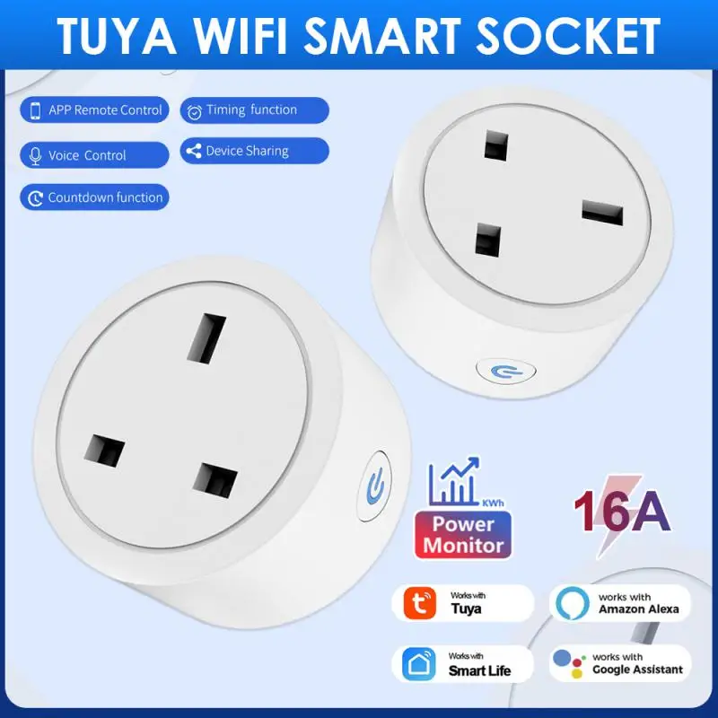 WiFi Smart Plug Tuya 16A UK Smart Socket With Power Monitoring Timing Function Voice Control Via Alexa Google Home
WiFi Smart Plug Tuya 16A UK Smart Socket With Power Monitoring Timing Function Voice Control Via Alexa Google Home