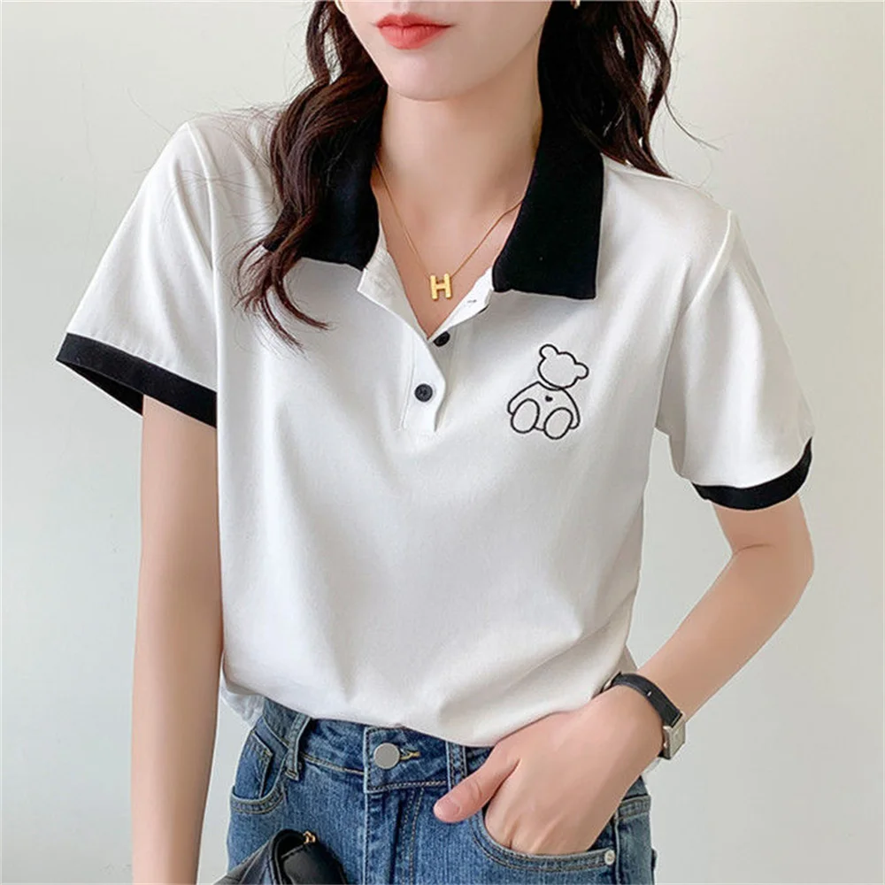 Women Loose Korean New Girl Female White Black Y2k Girls Tops Loose Trip White Holiday Summer Polo Office Lady Women Tops
Women Loose Korean New Girl Female White Black Y2k Girls Tops Loose Trip White Holiday Summer Polo Office Lady Women Tops