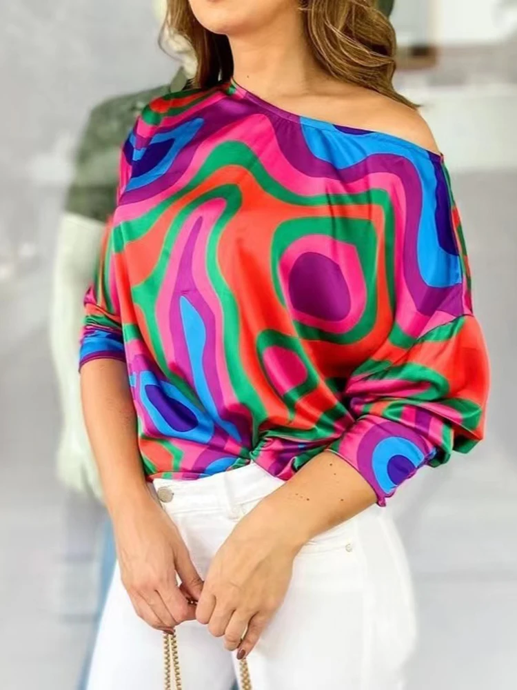 Casual Loose Print Long Sleeve T Shirt Women 2023 Spring Autumn Off Shoulder Striped T Shirts Boho Plus Size Top Femme 5XL
Casual Loose Print Long Sleeve T Shirt Women 2023 Spring Autumn Off Shoulder Striped T Shirts Boho Plus Size Top Femme 5XL