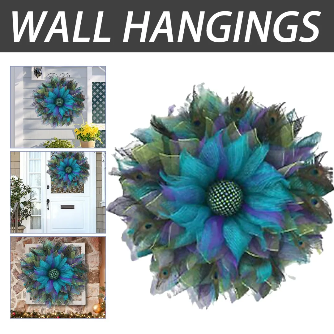 Blue Green Peacock Feathers Wreath Cloth Wreaths Front Door Wall Window Hanging Wreath Home Festival Wedding Decoration Garland
Blue Green Peacock Feathers Wreath Cloth Wreaths Front Door Wall Window Hanging Wreath Home Festival Wedding Decoration Garland