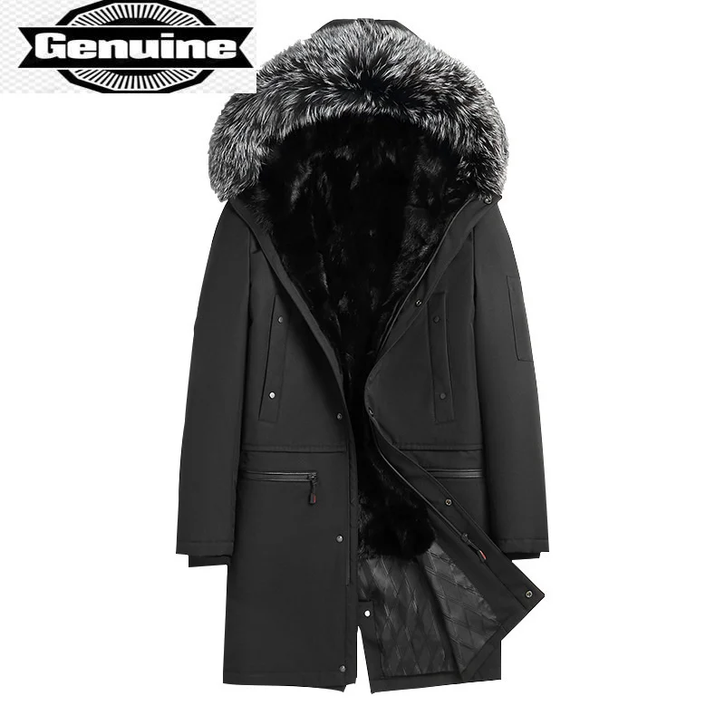 

Мужская куртка с меховым воротником SQQ237, теплая зимняя куртка с воротником из лисьего меха, пальто с подкладкой из натурального меха норки, 2023