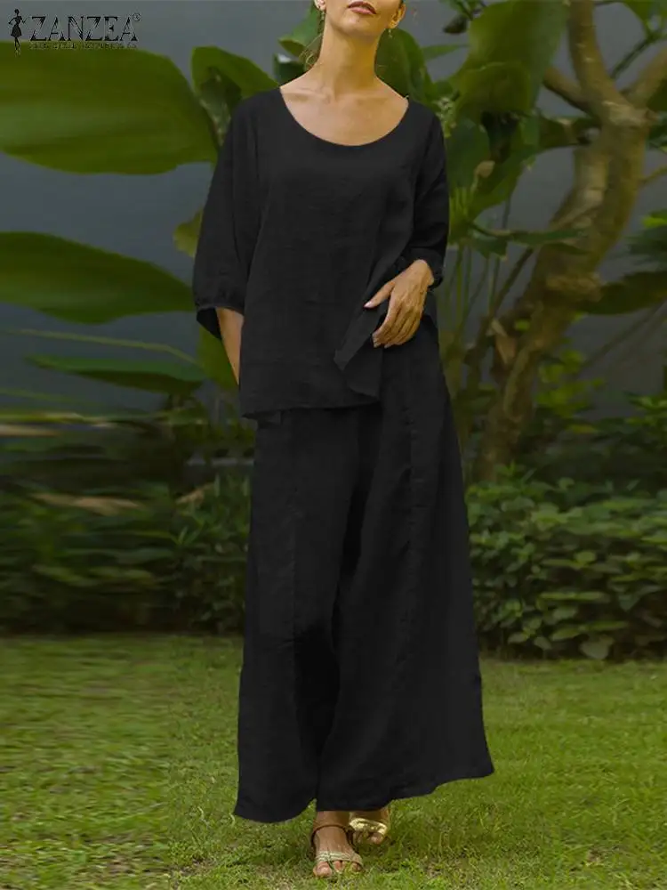 ZANZEA Women 3/4 Sleeve O-neck Blouse Pant Sets Baggy Casual Top and Pant Pantsuit Elastic Wasit Wide Leg Trousers 2pcs Outfits
ZANZEA Women 3/4 Sleeve O-neck Blouse Pant Sets Baggy Casual Top and Pant Pantsuit Elastic Wasit Wide Leg Trousers 2pcs Outfits