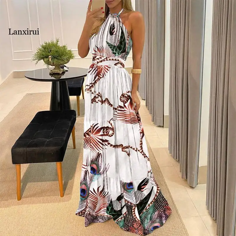 Summer Halter Sleeveless Long Dress Elegant Sexy Backless Lady Party Dress Women Casual Ruffle Polka Dot Beach Maxi Dresses
Summer Halter Sleeveless Long Dress Elegant Sexy Backless Lady Party Dress Women Casual Ruffle Polka Dot Beach Maxi Dresses