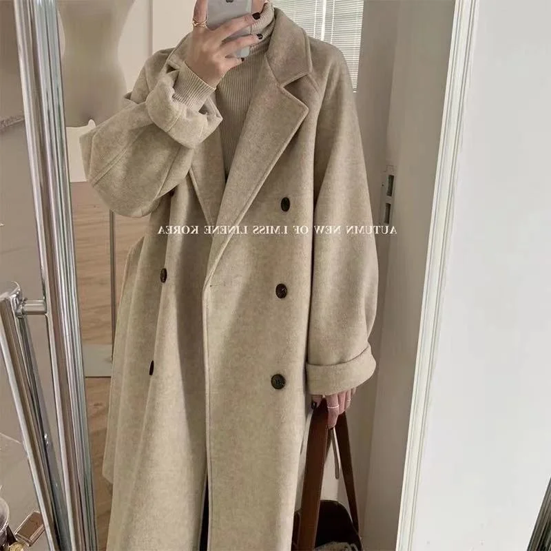 Double-Sided Woolen Coat Winter New Hepburn Style Loose Mid-Length Thickened Cashmere Wool Overcoat winter coat women
Double-Sided Woolen Coat Winter New Hepburn Style Loose Mid-Length Thickened Cashmere Wool Overcoat winter coat women