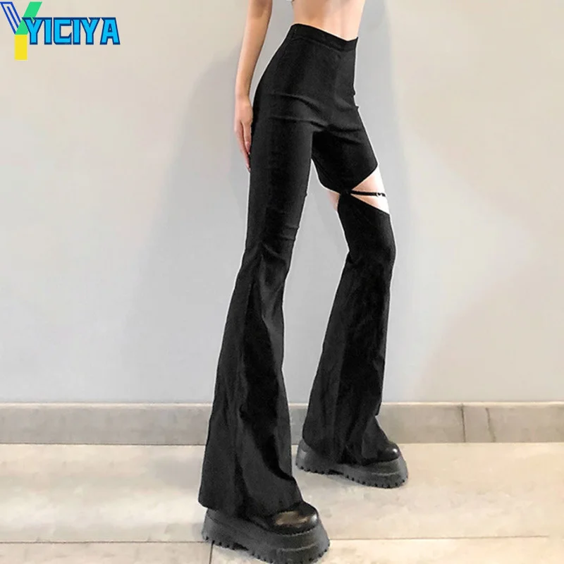 

YICIYA Flared Pants Girls Sport Y2k Leggings Women High Waist Sweatpants Black Korean Fashion 2022 Summer Sexy Woman Pants Met