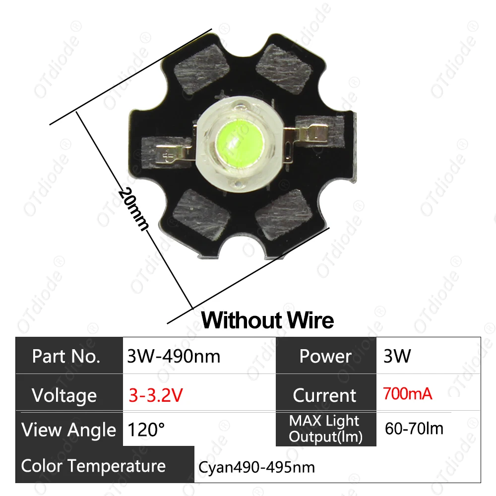 OTdiode 3 Вт ледяной голубой светодиодный чип для декора
OTdiode 3 Вт ледяной голубой светодиодный чип для декора