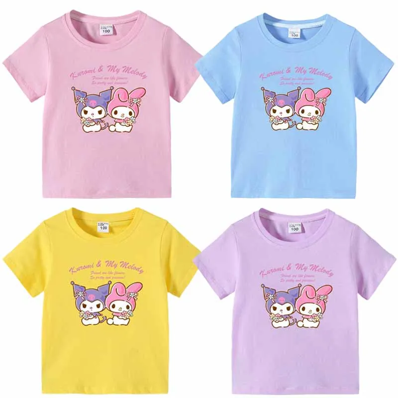 Sanrios My Melody Kuromi Anime Figure Cartoon Printing Children Top Short Sleeve T-shirt Kawaii Cute Girls Summer Clothes
Sanrios My Melody Kuromi Anime Figure Cartoon Printing Children Top Short Sleeve T-shirt Kawaii Cute Girls Summer Clothes