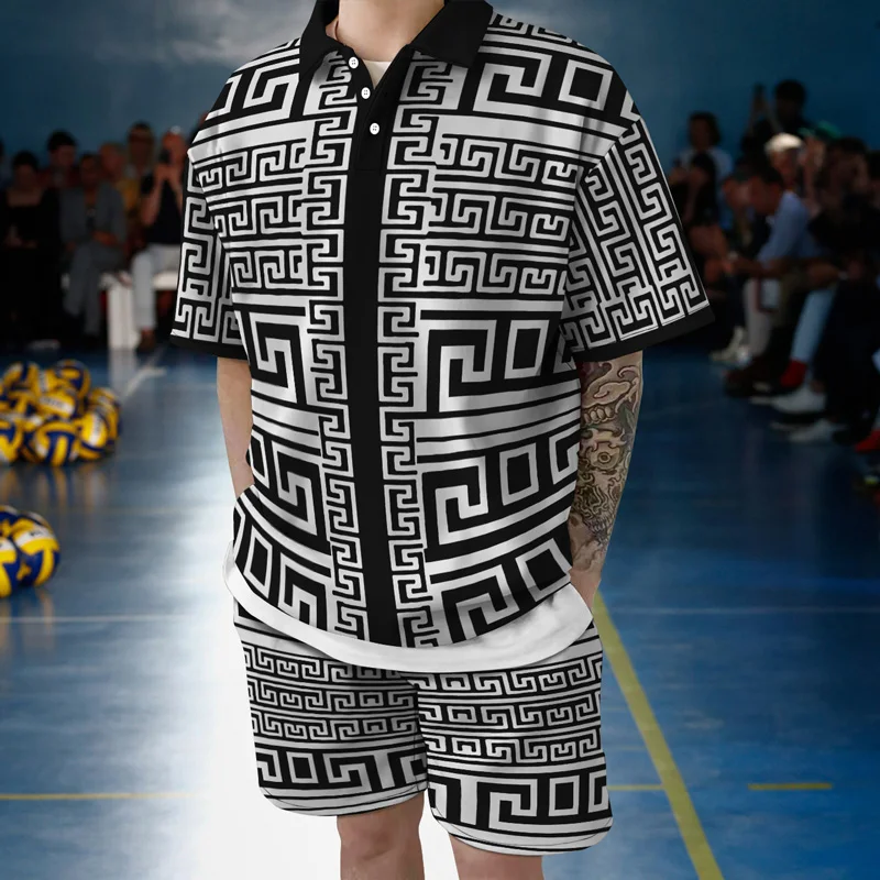 2022 Summer Men's Suit Vintage Harajuku Print Polo Shirt Shorts 2-Piece Set Leisure Brand Fashion Men Clothes Button Lapel Top
2022 Summer Men's Suit Vintage Harajuku Print Polo Shirt Shorts 2-Piece Set Leisure Brand Fashion Men Clothes Button Lapel Top