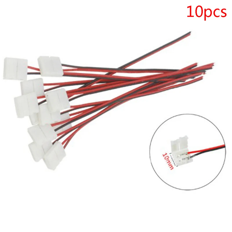 

10 Pcs 8mm 10mm 2 Pin LED Strips Lights Connector Splice Clip For SMD 3528 5050 5630 LED Strip Lamps Bar Conector