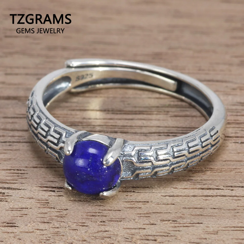 Real 925 Sterling Silver Rings for Women Claws Setting Turquoise Stone Lapis Lazuli Opening Ring
Real 925 Sterling Silver Rings for Women Claws Setting Turquoise Stone Lapis Lazuli Opening Ring