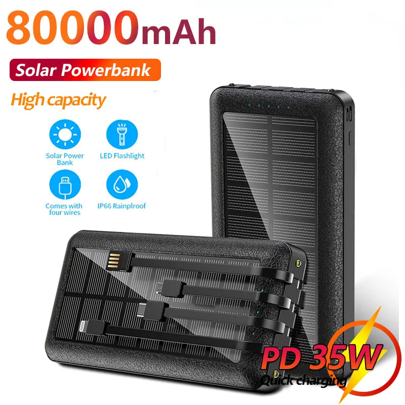 80000mah Solar Charger Power Bank with Charging Line Portable Fast Charging External Battery Poverbank for Xiaomi Iphone Samsung
80000mah Solar Charger Power Bank with Charging Line Portable Fast Charging External Battery Poverbank for Xiaomi Iphone Samsung