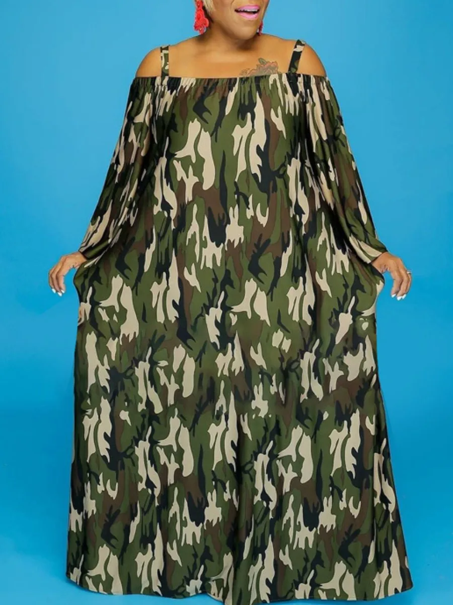 LW Plus Size Sexy Camo Print A Line Loose Dress Slash Neck Cold Shoulder Three Quater Sleeve Maxi Lady Outfits
LW Plus Size Sexy Camo Print A Line Loose Dress Slash Neck Cold Shoulder Three Quater Sleeve Maxi Lady Outfits