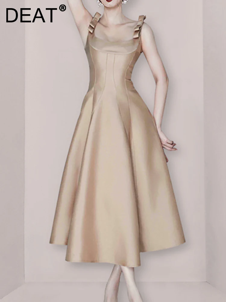 DEAT Fashion Women's Dress Square Collar Camisole Spliced Bows Sleeveless Waist Pleated Apricot Dresses Spring 2023 New 17A6533
DEAT Fashion Women's Dress Square Collar Camisole Spliced Bows Sleeveless Waist Pleated Apricot Dresses Spring 2023 New 17A6533