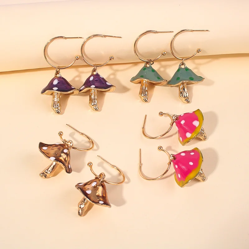 Korean Creative Design Small Oil Dripping Mushroom Earrings for Women Summer Trendy Colorful Fashion Ear Hoops Jewelry Gifts
Korean Creative Design Small Oil Dripping Mushroom Earrings for Women Summer Trendy Colorful Fashion Ear Hoops Jewelry Gifts