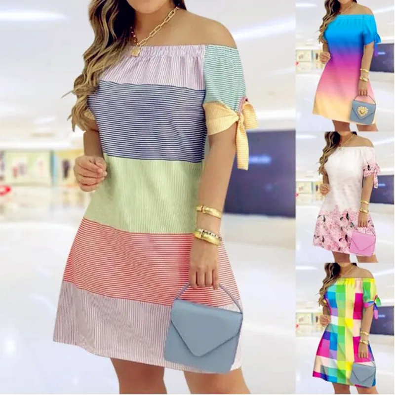 Women 2022 Fashion Summer Slash Neck Dress Sexy Off Shoulder Striped Plaid Floral Print Mini Casual A Line Party Dresses
Women 2022 Fashion Summer Slash Neck Dress Sexy Off Shoulder Striped Plaid Floral Print Mini Casual A Line Party Dresses