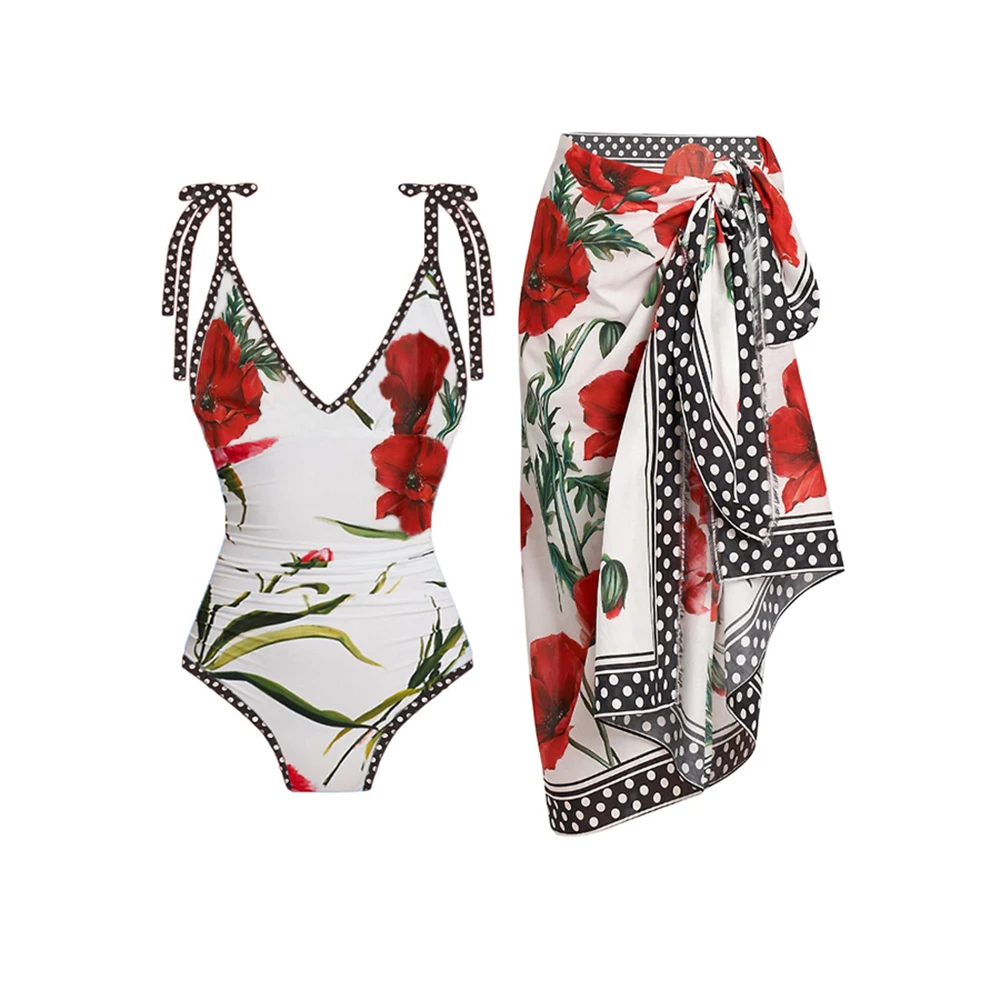 Fashion Floral Print One Piece Swimsuit Women's Elegant Tie Swimwear and Skirt Polka Dot Panelled Push Up Beachwear Bikini 2023
Fashion Floral Print One Piece Swimsuit Women's Elegant Tie Swimwear and Skirt Polka Dot Panelled Push Up Beachwear Bikini 2023