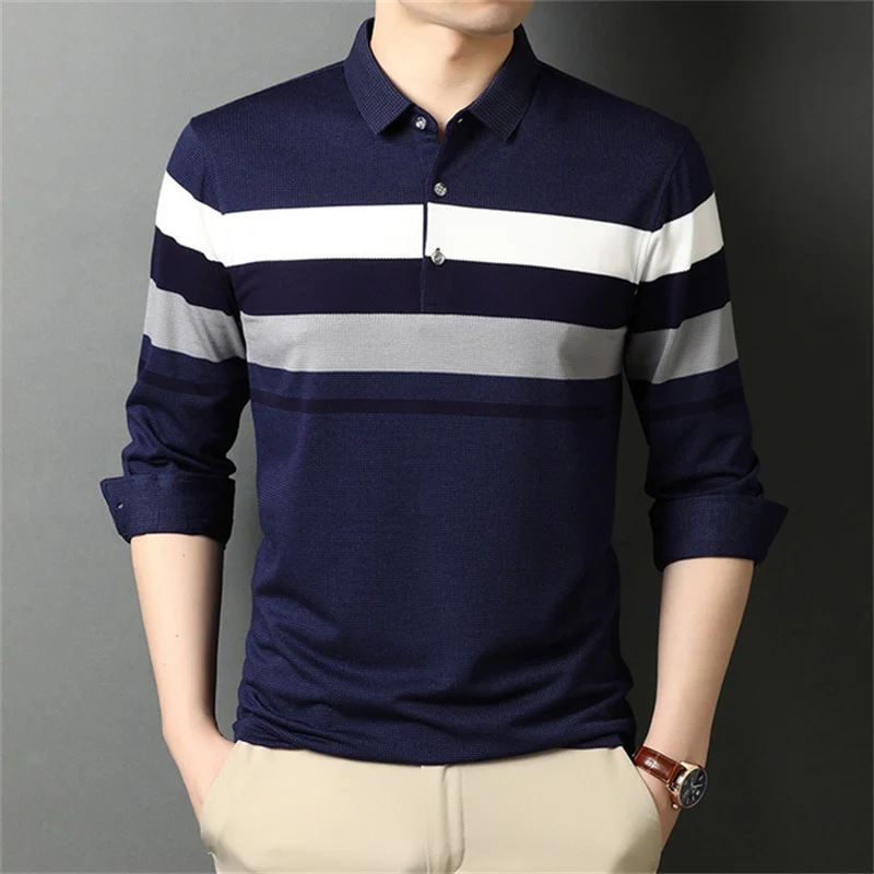 Top Quality Striped Golf Shirt Men Cotton Casual Designer Long Sleeves Lapel T-shirt Fashion Polo Shirt Korean Tops Men Clothes
Top Quality Striped Golf Shirt Men Cotton Casual Designer Long Sleeves Lapel T-shirt Fashion Polo Shirt Korean Tops Men Clothes