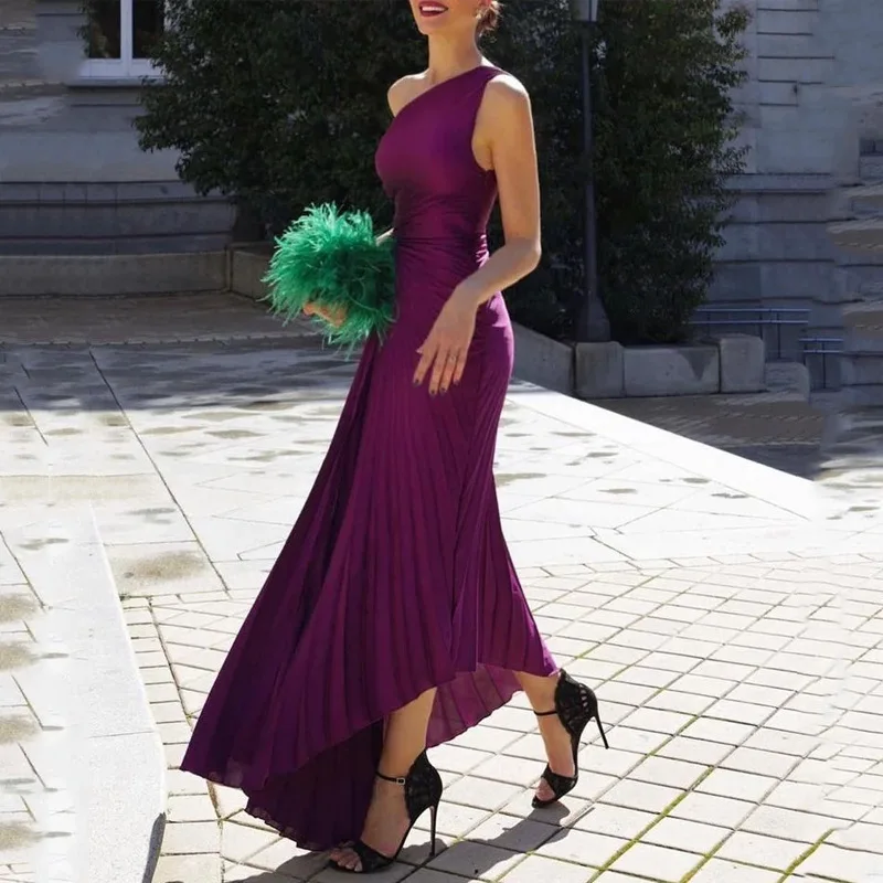 Vintage Women Pleated Dress Sexy One Shoulder Sleeveless Irregular Dress Elegant Backless Hollow Out Evening Dresses Vestidos
Vintage Women Pleated Dress Sexy One Shoulder Sleeveless Irregular Dress Elegant Backless Hollow Out Evening Dresses Vestidos