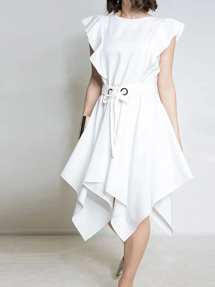 Solid Women O Neck Dress Ruffles Sleeveless Mid Dress Summer Lady Ol Party Holiday Dress Fashion Irregular Hem Elegant Dress
Solid Women O Neck Dress Ruffles Sleeveless Mid Dress Summer Lady Ol Party Holiday Dress Fashion Irregular Hem Elegant Dress