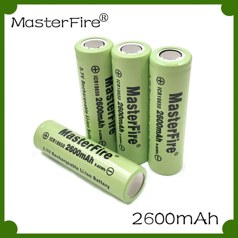 

MasterFire 2600mah 18650 ICR18650-26F 3.7V 9.62Wh Rechargeable Lithium Battery For LED Flashlights Headlamps Batteries Cell