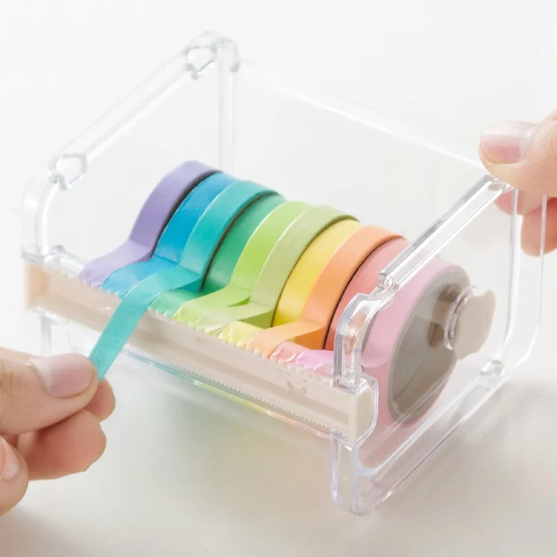 Washi tape cutter Office stationery sub-packaging hand account tape storage box transparent tape seat
Washi tape cutter Office stationery sub-packaging hand account tape storage box transparent tape seat