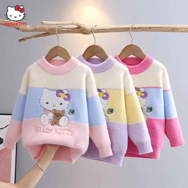 Anime Sanrios Hello Kittys Children Sweater Fall and Winter Padded Warm Round Neck Wool Pullover Sweater Girls Knitted Sweater
Anime Sanrios Hello Kittys Children Sweater Fall and Winter Padded Warm Round Neck Wool Pullover Sweater Girls Knitted Sweater