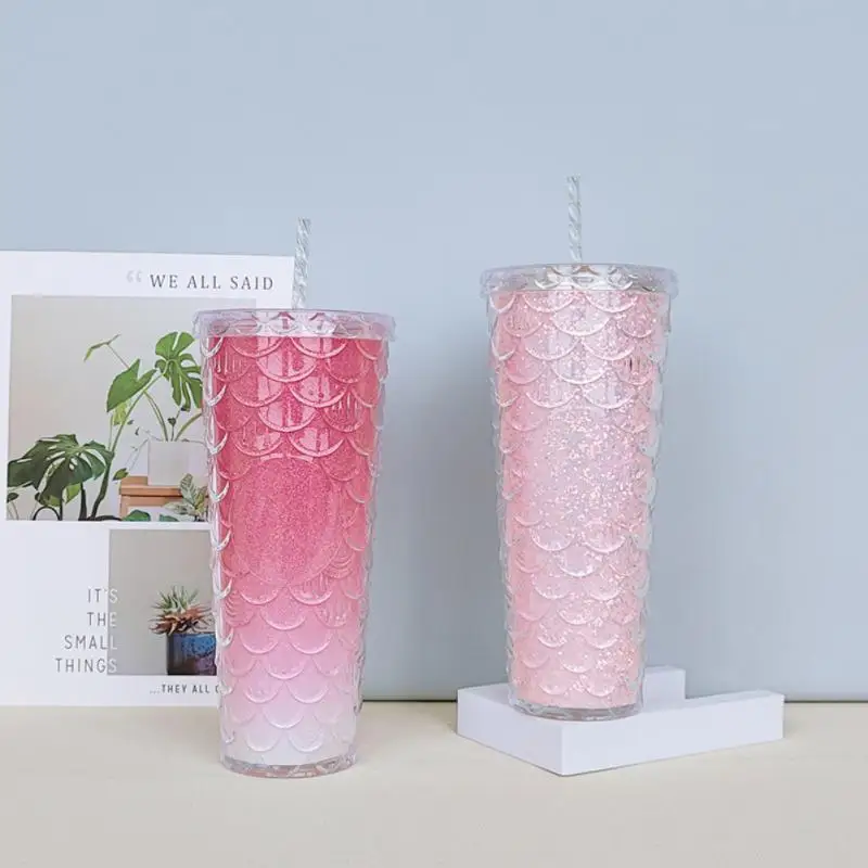 Plastic Straw Cup Durable In Using New Fashionable Fish Scale Cup Drinking Cup Water Bottle Double Layer Heat Insulation
Plastic Straw Cup Durable In Using New Fashionable Fish Scale Cup Drinking Cup Water Bottle Double Layer Heat Insulation