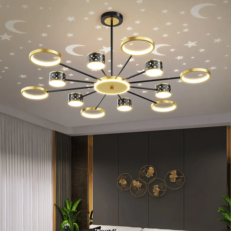 

2023 Nordic Light Luxury Modern Minimalist Atmosphere Starry Sky Chandelier For Bedroom Dining Room Kithen Fixtures Dimmable