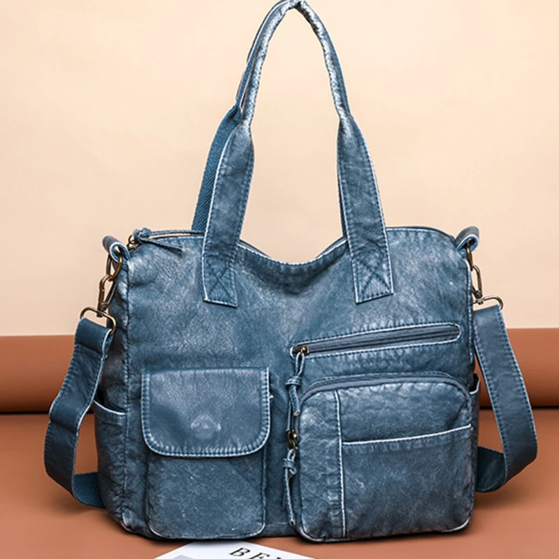 New Fashion Bag for Women Vintage Soft Pu Leather Handbags Large Capacity Tote Bag Many Pockets Messenger Bag sac
New Fashion Bag for Women Vintage Soft Pu Leather Handbags Large Capacity Tote Bag Many Pockets Messenger Bag sac