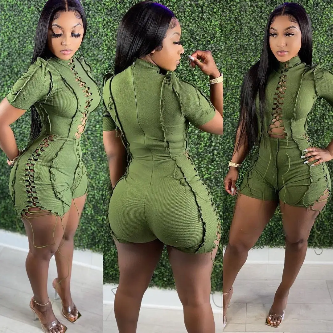 Casual Strap Drawstring Frayed Jumpsuit Women Sexy Hollow Out Lace Up O Neck Long Sleeve Biker Shorts Slim Playsuit Romper
Casual Strap Drawstring Frayed Jumpsuit Women Sexy Hollow Out Lace Up O Neck Long Sleeve Biker Shorts Slim Playsuit Romper