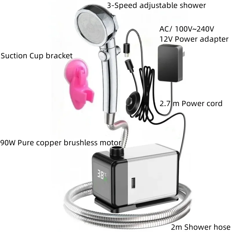 Портативный Душ Электрический водяной насос для ванны Бесщеточный мотор из чистой меди Водяной насос для измерения большой температуры потока 3-скоростной регулируемый Душ Можно использовать с батареей
Портативный Душ Электрический водяной насос для ванны Бесщеточный мотор из чистой меди Водяной насос для измерения большой температуры потока 3-скоростной регулируемый Душ Можно использовать с батареей