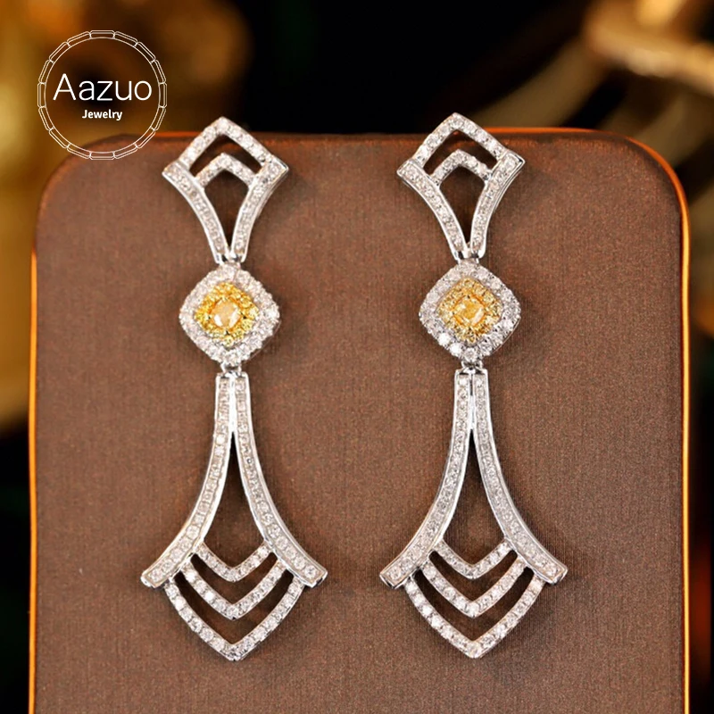 Aazuo 18K Solid White Gold Real Yellow&White Diamonds Luxuly Irregular Long Drop Earring Gifted For Women Wedding Party Au750
Aazuo 18K Solid White Gold Real Yellow&White Diamonds Luxuly Irregular Long Drop Earring Gifted For Women Wedding Party Au750