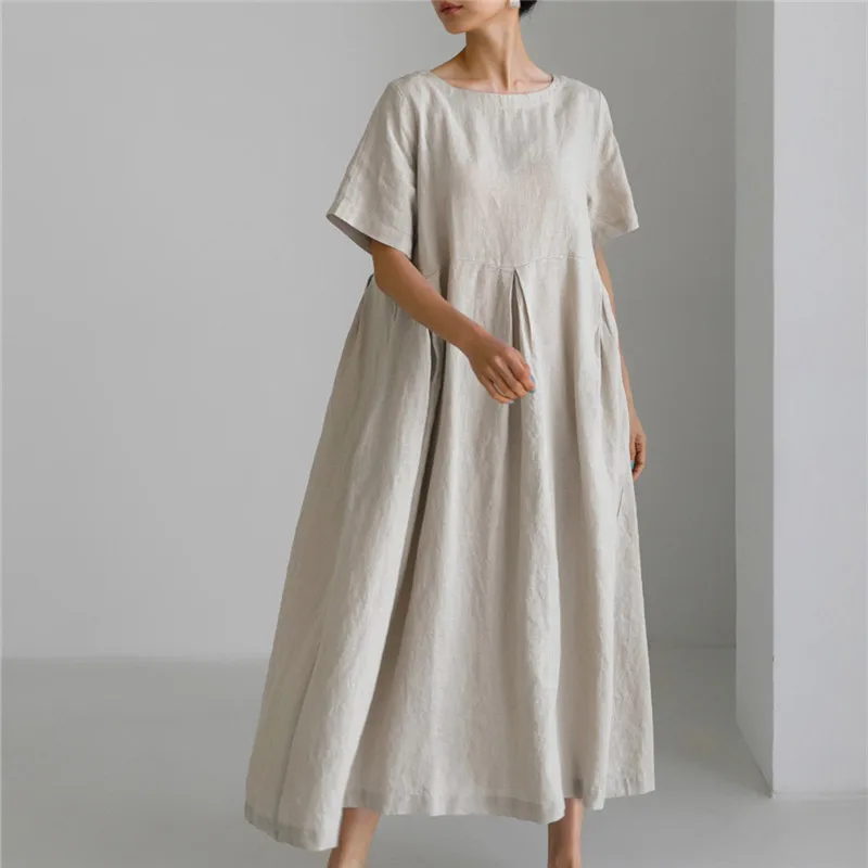 SuperAen New Cotton and Linen Simple Dress Long Korean Fashion Korean Style New Arrival Short Sleeve Loose Dress
SuperAen New Cotton and Linen Simple Dress Long Korean Fashion Korean Style New Arrival Short Sleeve Loose Dress