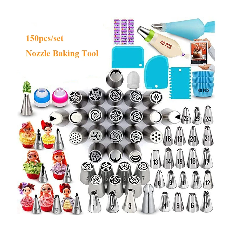 150pcs Frosting Icing Piping Bags and Tips Set Reusable Pastry Bags Cake Decorating Supplies Baking Tool
150pcs Frosting Icing Piping Bags and Tips Set Reusable Pastry Bags Cake Decorating Supplies Baking Tool