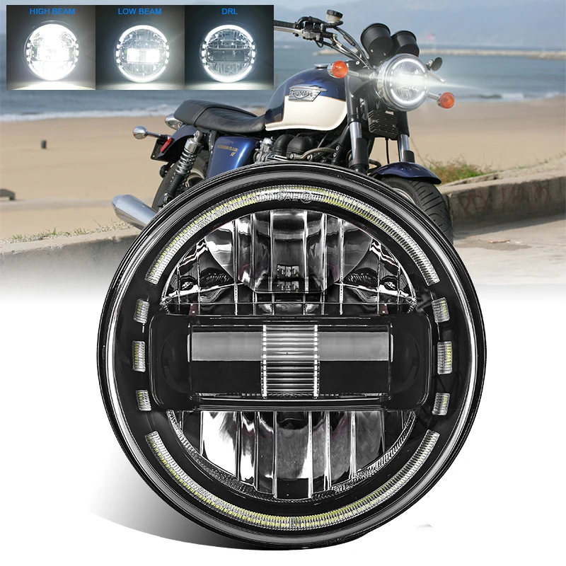 

Мотоциклетный 7-дюймовый светодиодный налобный фонарь Halo DRL для Harley Touring Ultra Classic Electra Street Glide Road King Yamaha налобный фонарь