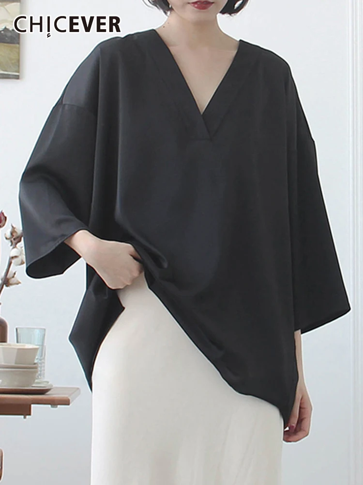 CHICEVER Solid Shirt For Women V Neck Long Sleeve Minimalist Casual Loose Blouse Female Summer Fashion Style Clothing 2022 New
CHICEVER Solid Shirt For Women V Neck Long Sleeve Minimalist Casual Loose Blouse Female Summer Fashion Style Clothing 2022 New
