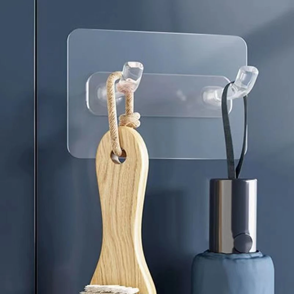 Transparent Plastic Hooks 2 In 1 Row Wall-mounted Towels Hats Keys Storage Rack Traceless Self-adhesive Bathroom Storage Hook
Transparent Plastic Hooks 2 In 1 Row Wall-mounted Towels Hats Keys Storage Rack Traceless Self-adhesive Bathroom Storage Hook