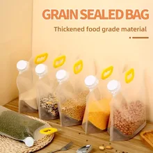 10pcs Large Capacity Food Storage Bags with Lids - Portable Moisture-Proof Reusable - Rice Cereal Kitchen Supplies Plastic Bags