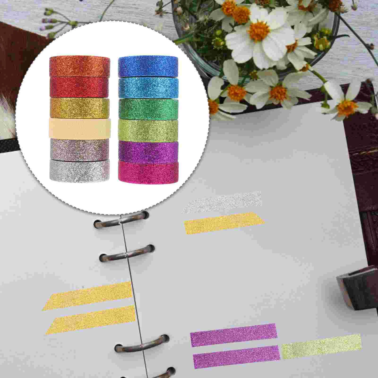 

Tape Washi Glitter Tapes Colored Masking Decorative Diy Gift Sticky Craft Wrapping Adhesive Sticker Scrapbooking Paper Diary Set